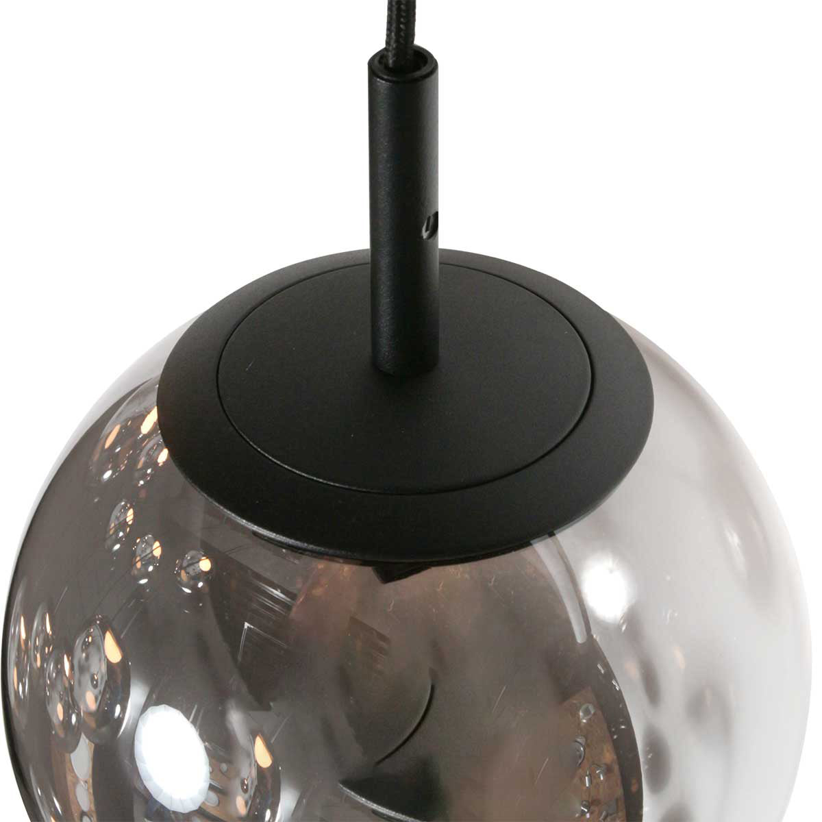 Suspension en verre fumé noir à 12 globes sphériques – Ø60 cm