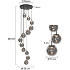 Suspension en verre fumé noir à 12 globes sphériques – Ø60 cm