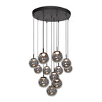 Suspension en verre fumé noir à 12 globes sphériques – Ø60 cm