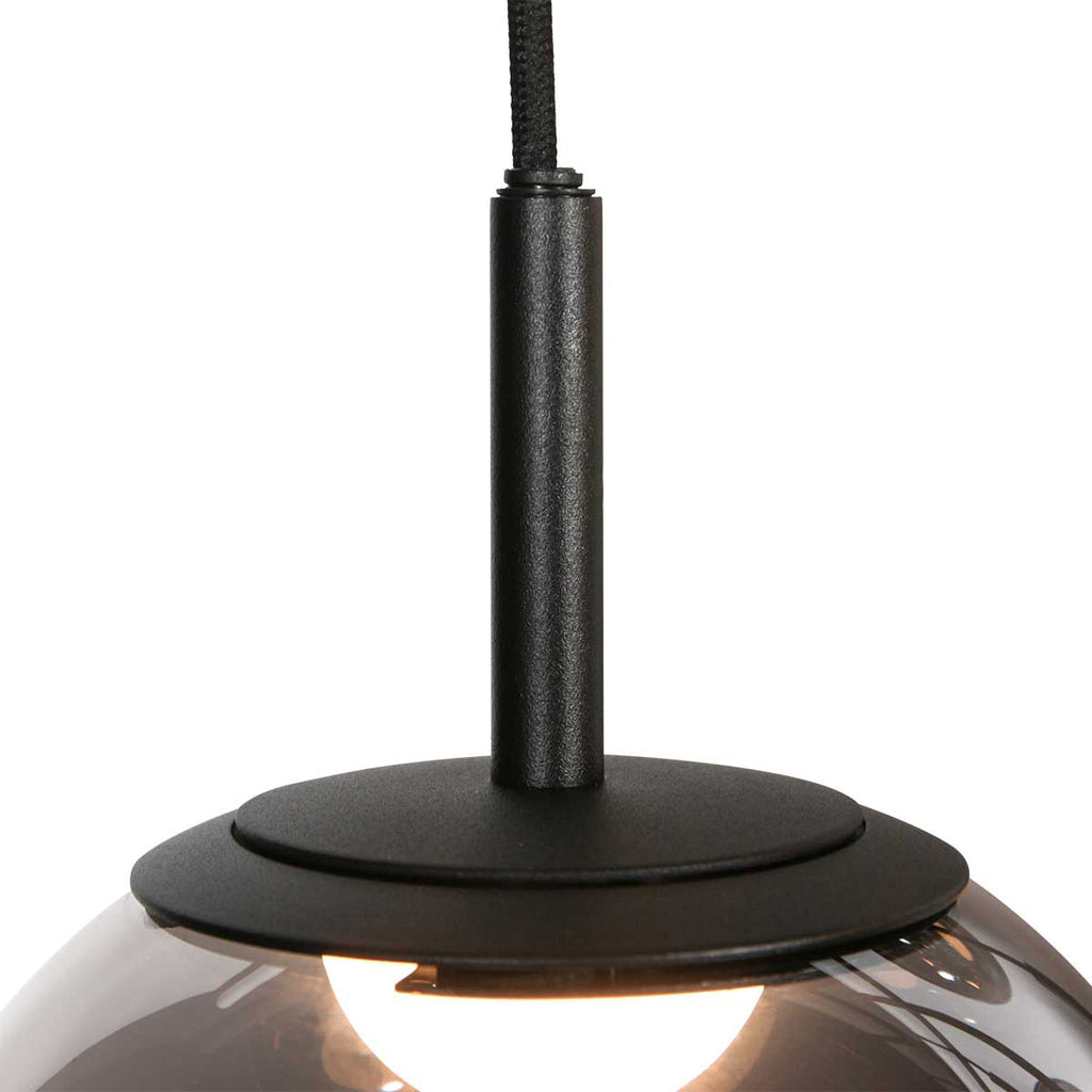 Suspension en verre fumé noir à 12 globes sphériques – Ø60 cm