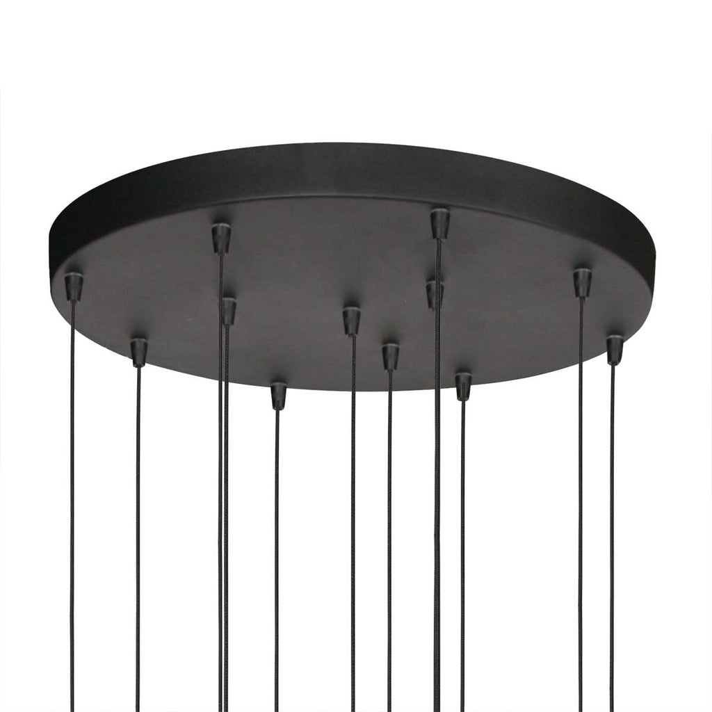 Suspension en verre fumé noir à 12 globes sphériques – Ø60 cm