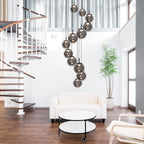 Suspension en verre fumé noir à 12 globes sphériques – Ø60 cm