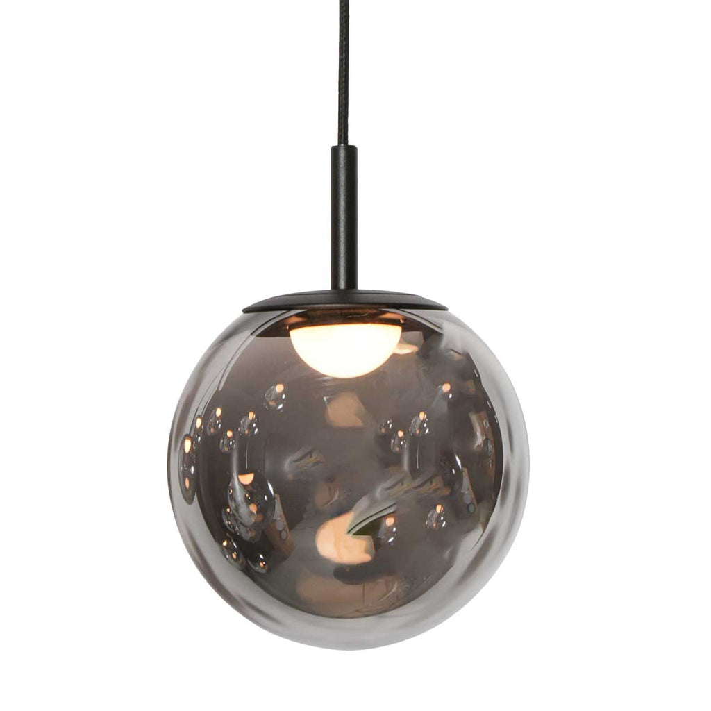 Suspension en verre fumé noir à 12 globes sphériques – Ø60 cm