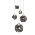Suspension multiple en verre fumé sphères brillantes noire – Ø60 cm