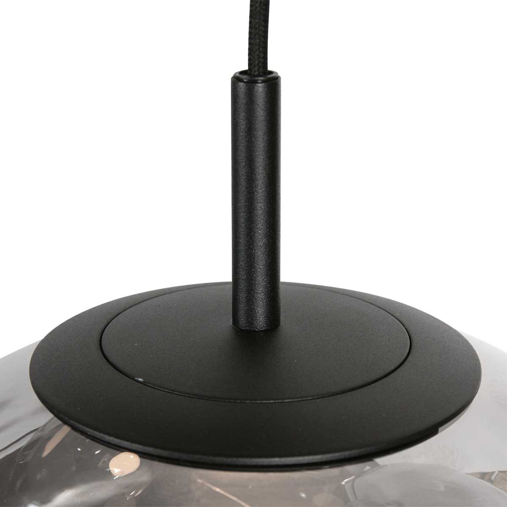 Suspension multiple en verre fumé sphères brillantes noire – Ø60 cm