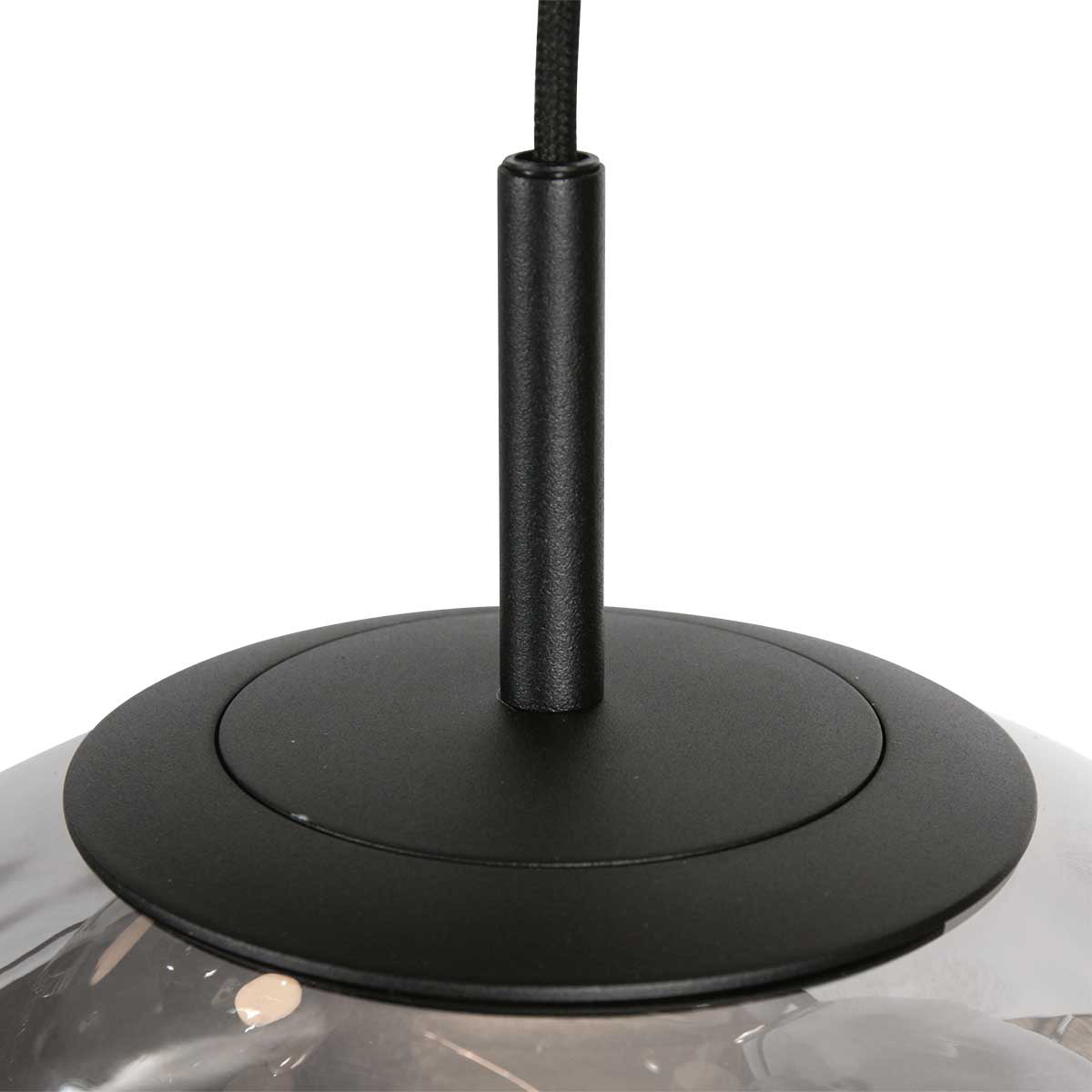 Suspension multiple en verre fumé sphères brillantes noire – Ø60 cm