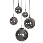 Suspension multiple en verre fumé sphères brillantes noire – Ø60 cm