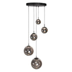 Suspension multiple en verre fumé sphères brillantes noire – Ø60 cm