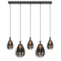 Suspension 5 lumières en verre fumé noir forme goutte d'eau – H170 cm