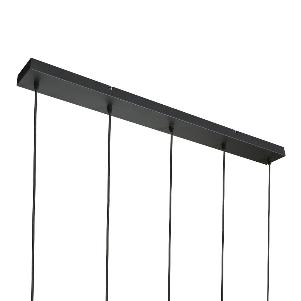 Suspension 5 lumières en verre fumé noir forme goutte d'eau – H170 cm