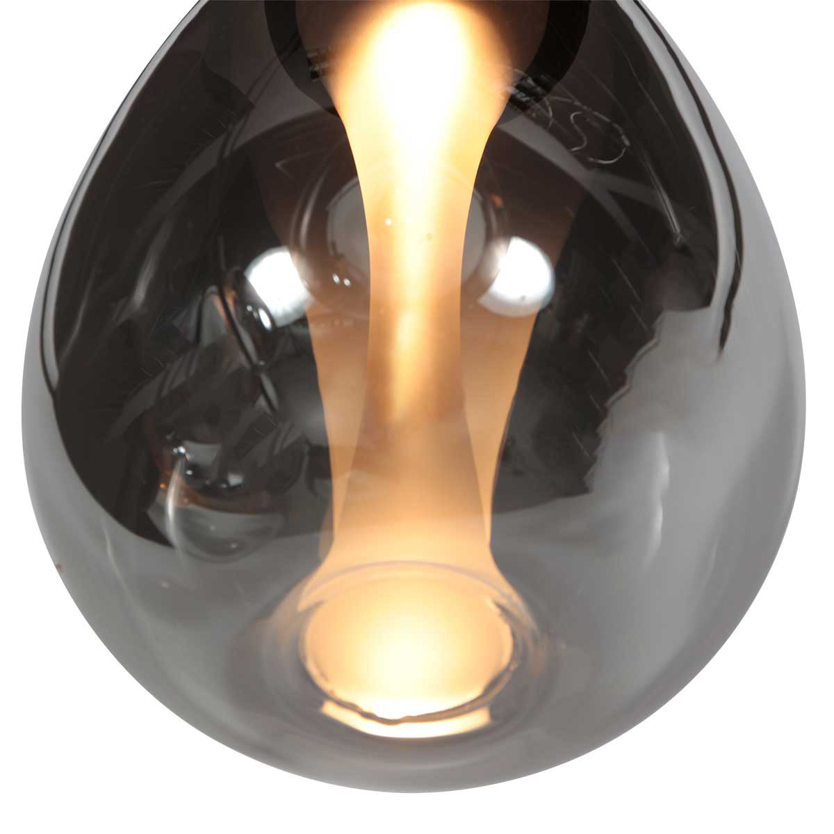 Suspension 5 lumières en verre fumé noir forme goutte d'eau – H170 cm