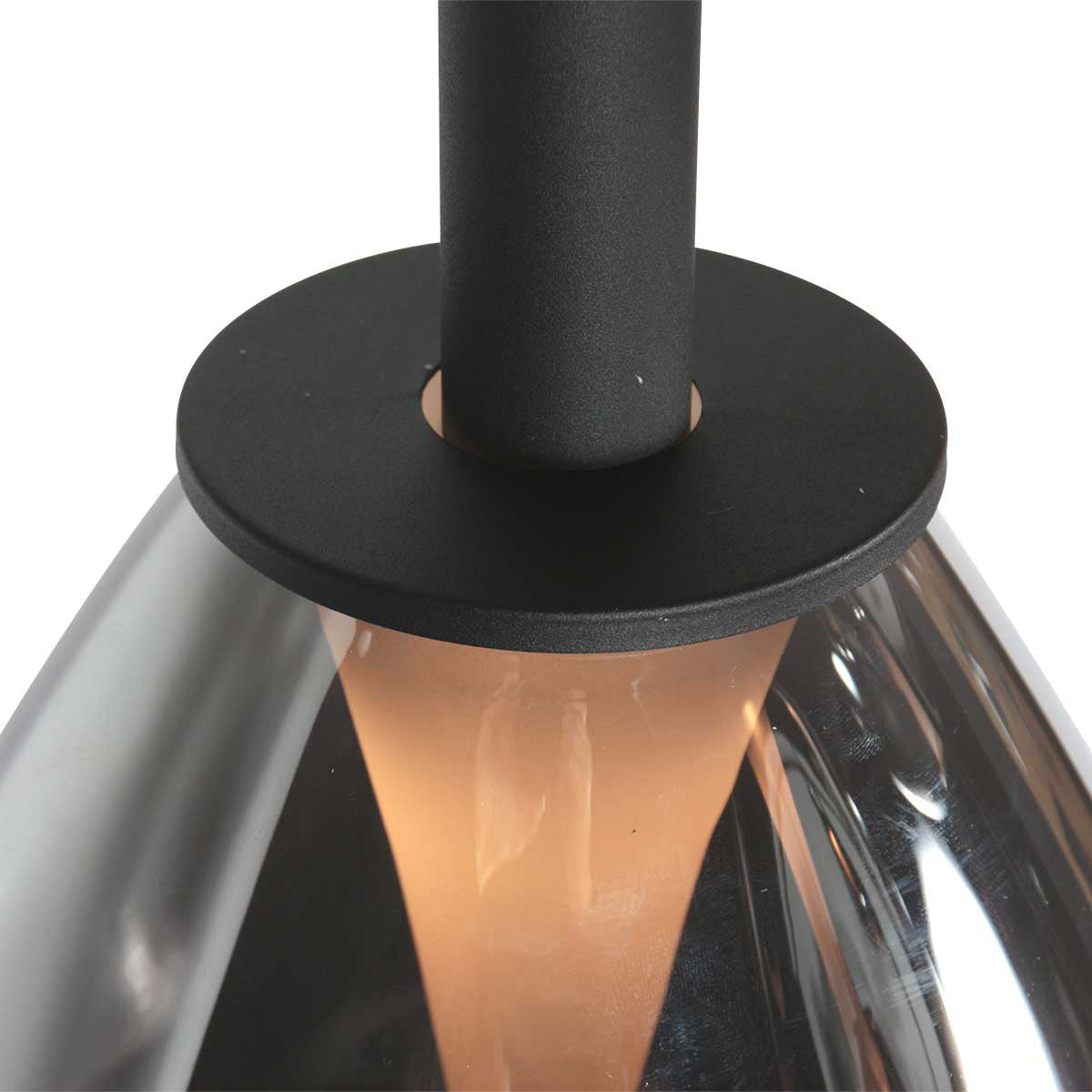 Suspension 5 lumières en verre fumé noir forme goutte d'eau – H170 cm