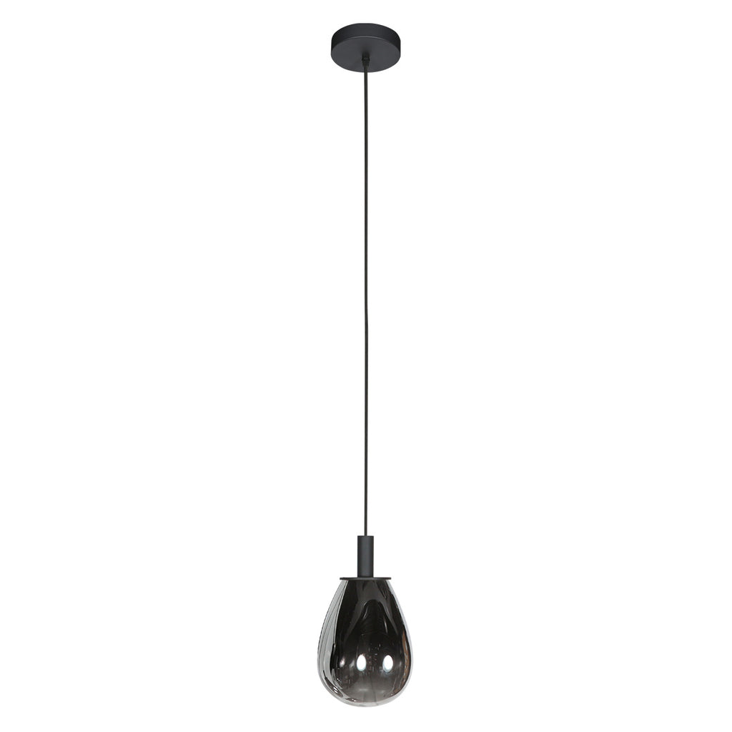Suspension en verre fumé noir forme goutte pour salle à manger – Ø14,5 cm