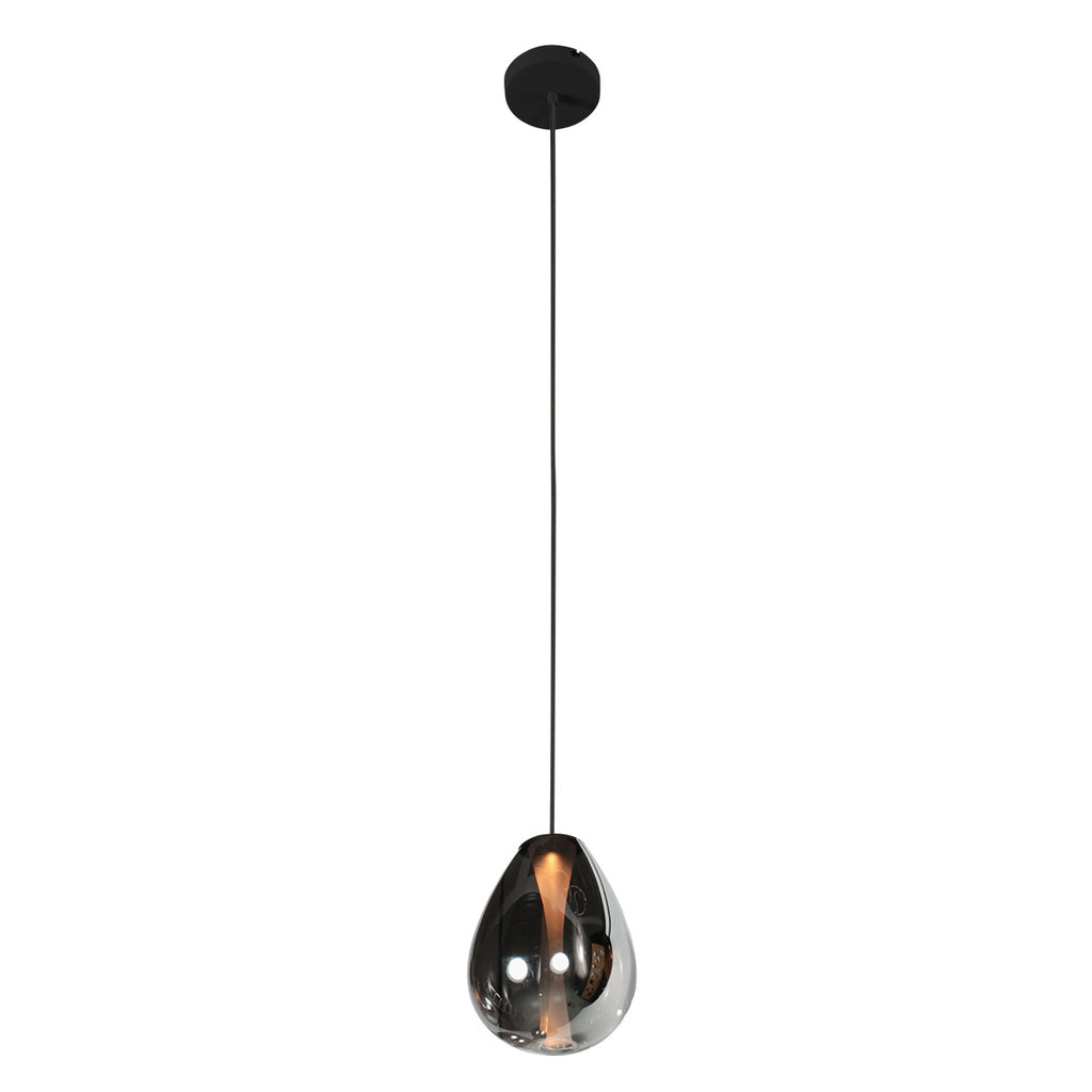 Suspension en verre fumé noir forme goutte pour salle à manger – Ø14,5 cm