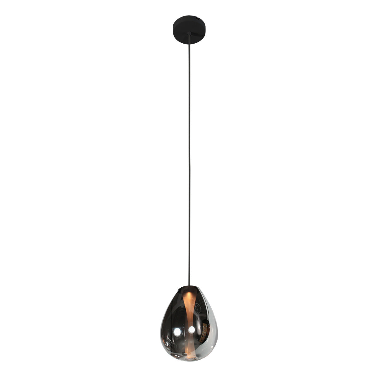 Suspension en verre fumé noir forme goutte pour salle à manger – Ø14,5 cm