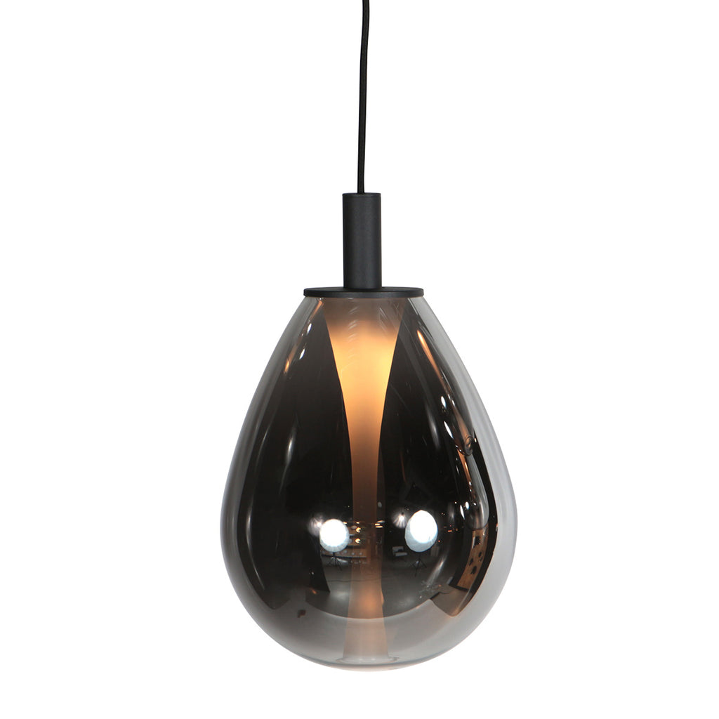 Suspension en verre fumé noir forme goutte pour salle à manger – Ø14,5 cm