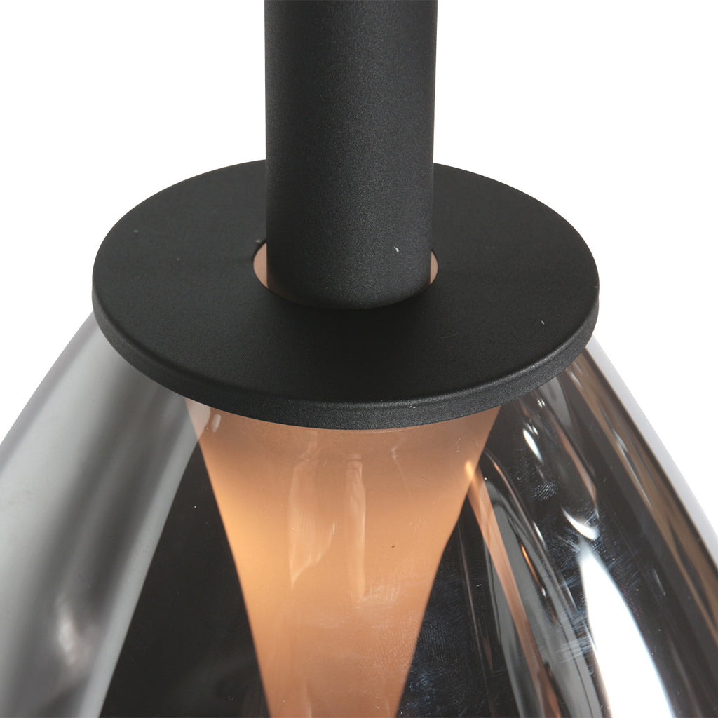 Suspension en verre fumé noir forme goutte pour salle à manger – Ø14,5 cm