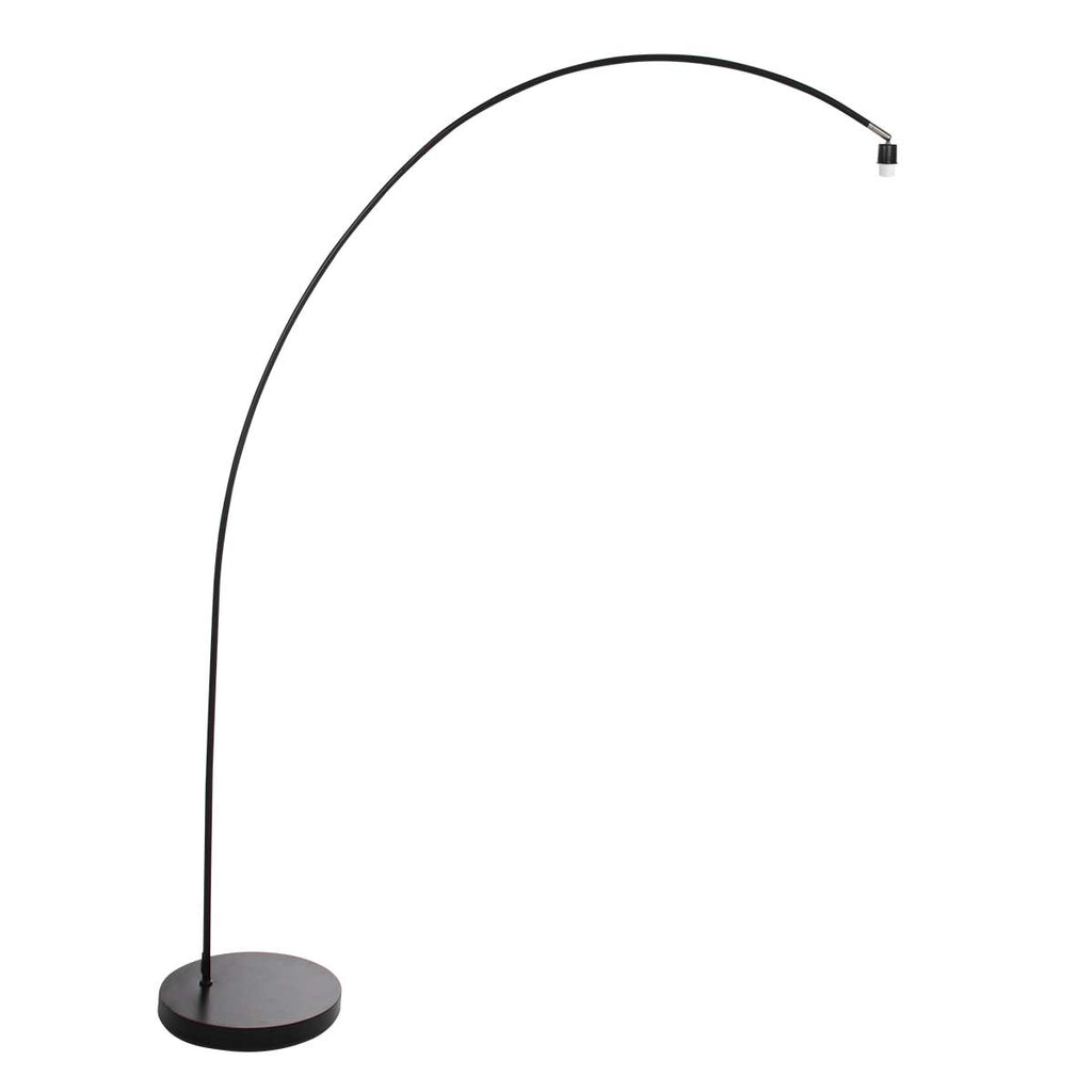 Lampadaire arc en métal noir avec abat-jour tressé en bambou – Ø50 cm