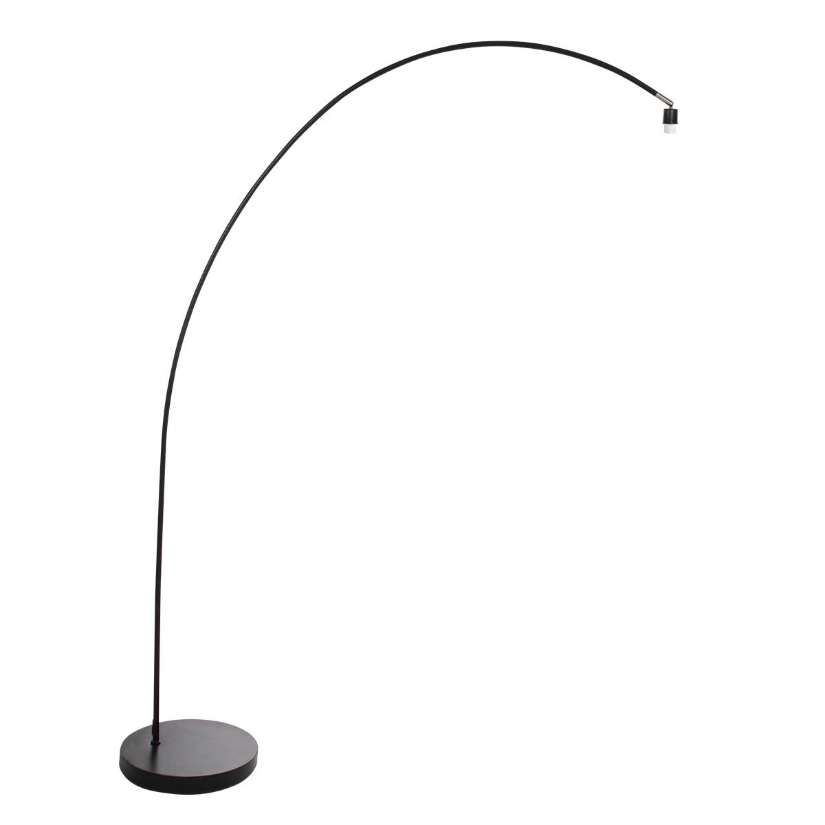 Lampadaire arc en métal noir avec abat-jour tressé en bambou – Ø50 cm