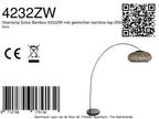 Lampadaire arc en métal noir avec abat-jour tressé en bambou – Ø50 cm