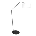Lampadaire en métal noir bras coudé et abat-jour blanc – H173 cm
