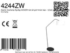 Lampadaire en métal noir bras coudé et abat-jour blanc – H173 cm
