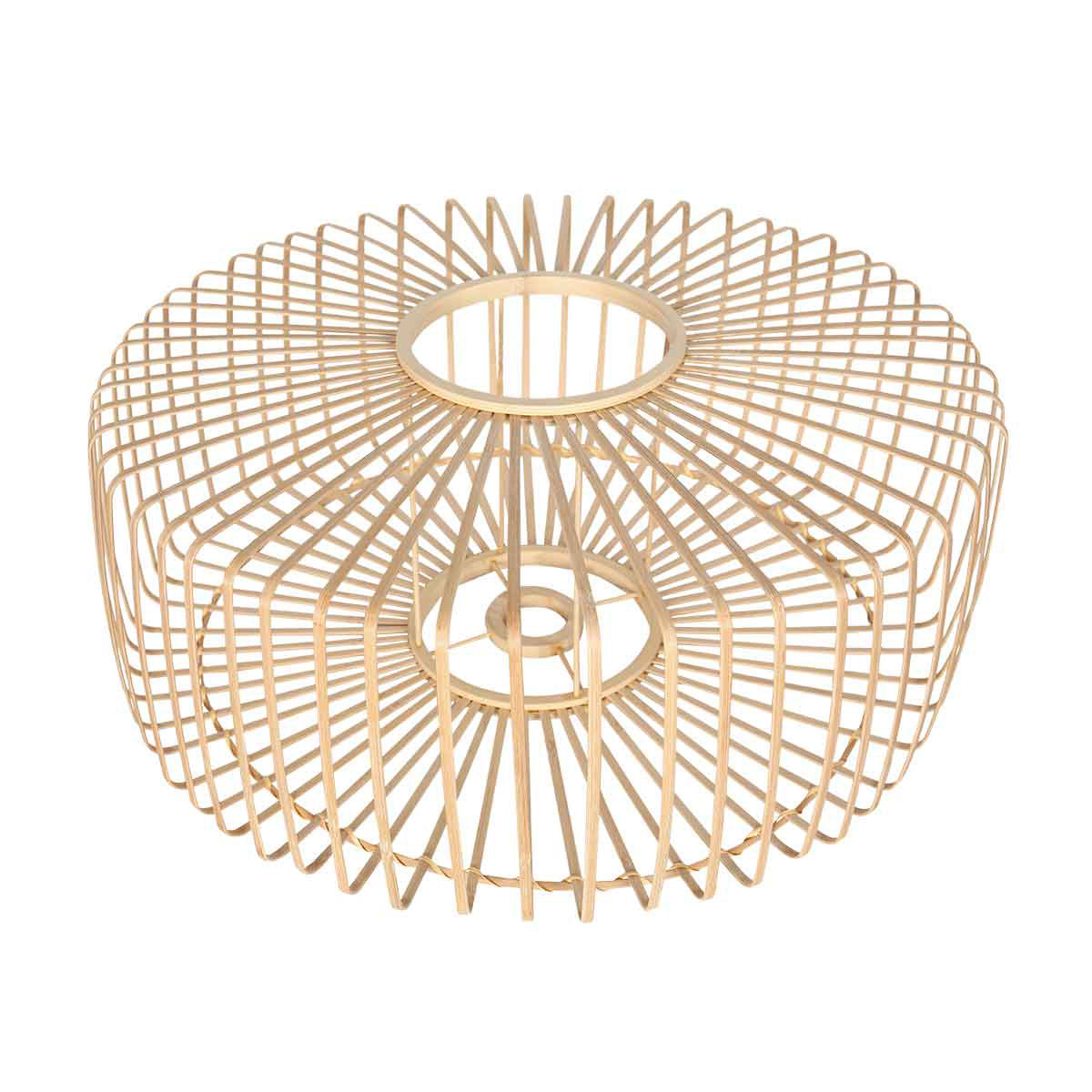 Lampadaire en métal noir avec abat-jour en rotin naturel – H173 cm