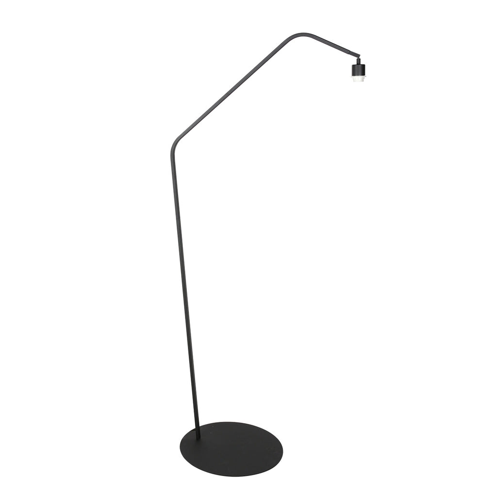 Lampadaire en métal noir avec abat-jour en rotin naturel – H173 cm