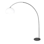 Lampadaire arc noir abat-jour rond blanc en plastique – H210 cm