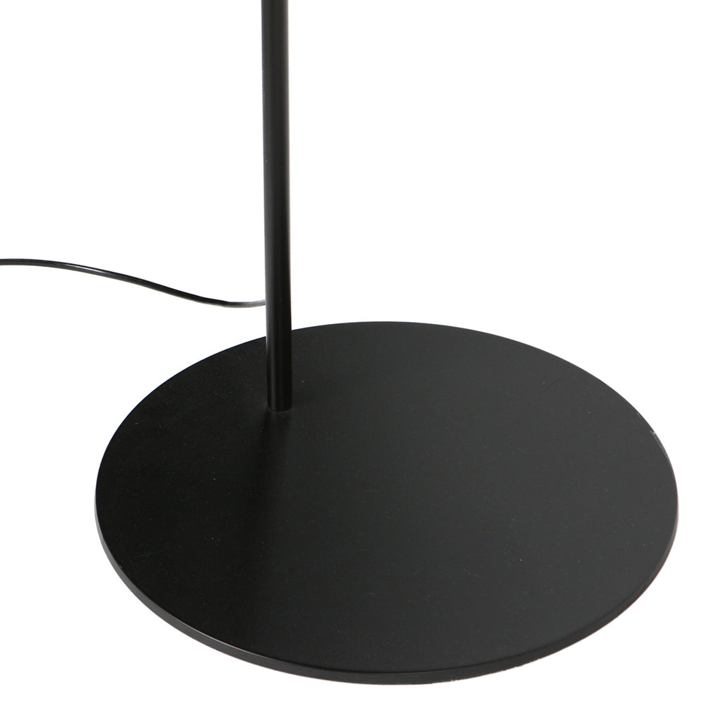 Lampadaire arc noir abat-jour rond blanc en plastique – H210 cm