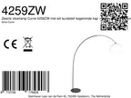 Lampadaire arc noir abat-jour rond blanc en plastique – H210 cm