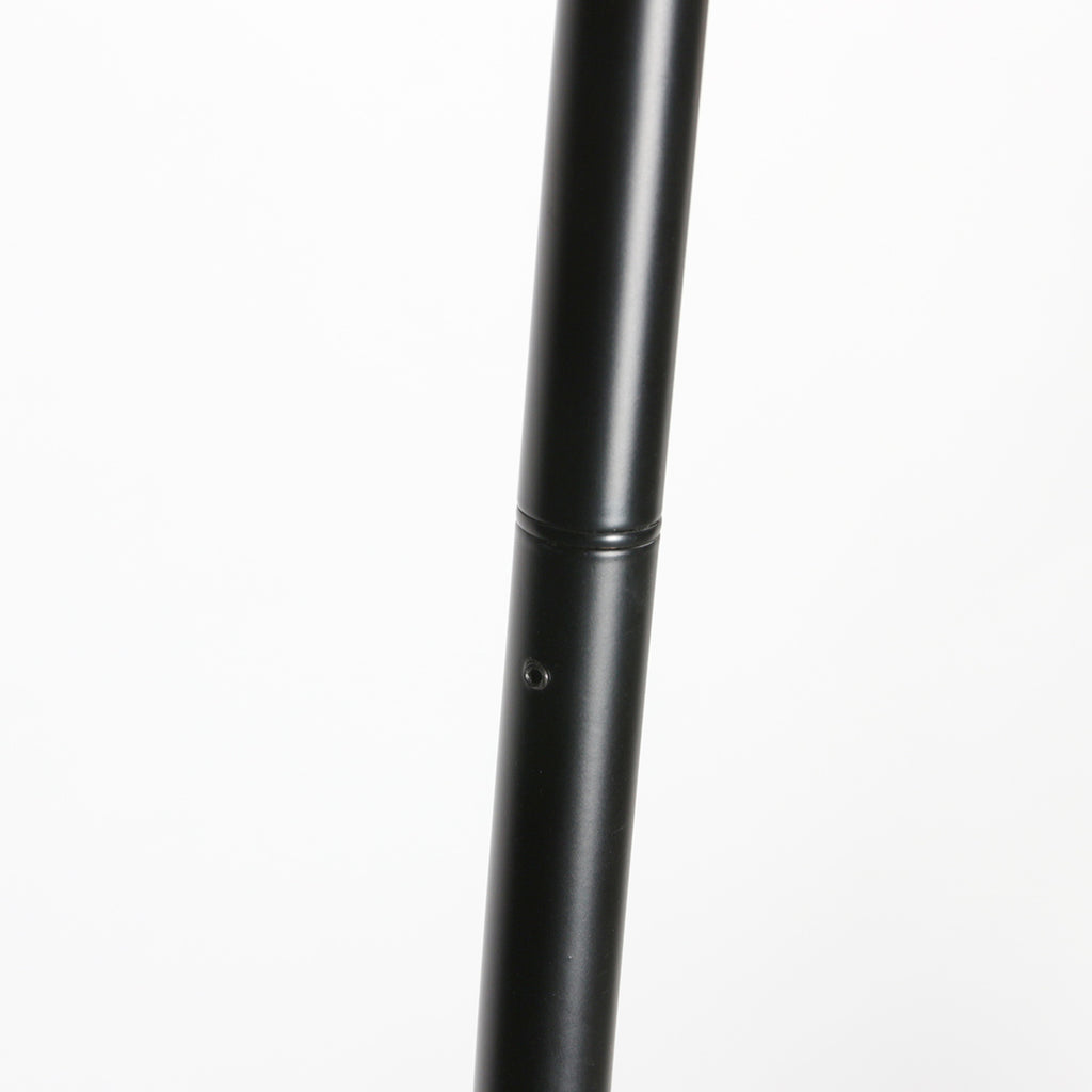 Lampadaire arc noir abat-jour rond blanc en plastique – H210 cm