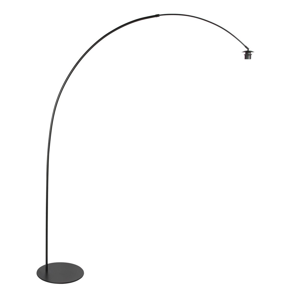 Lampadaire arc en métal noir abat-jour fibres naturelles – H210 cm