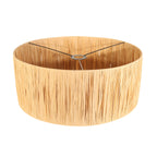 Lampadaire arc en métal noir abat-jour fibres naturelles – H210 cm