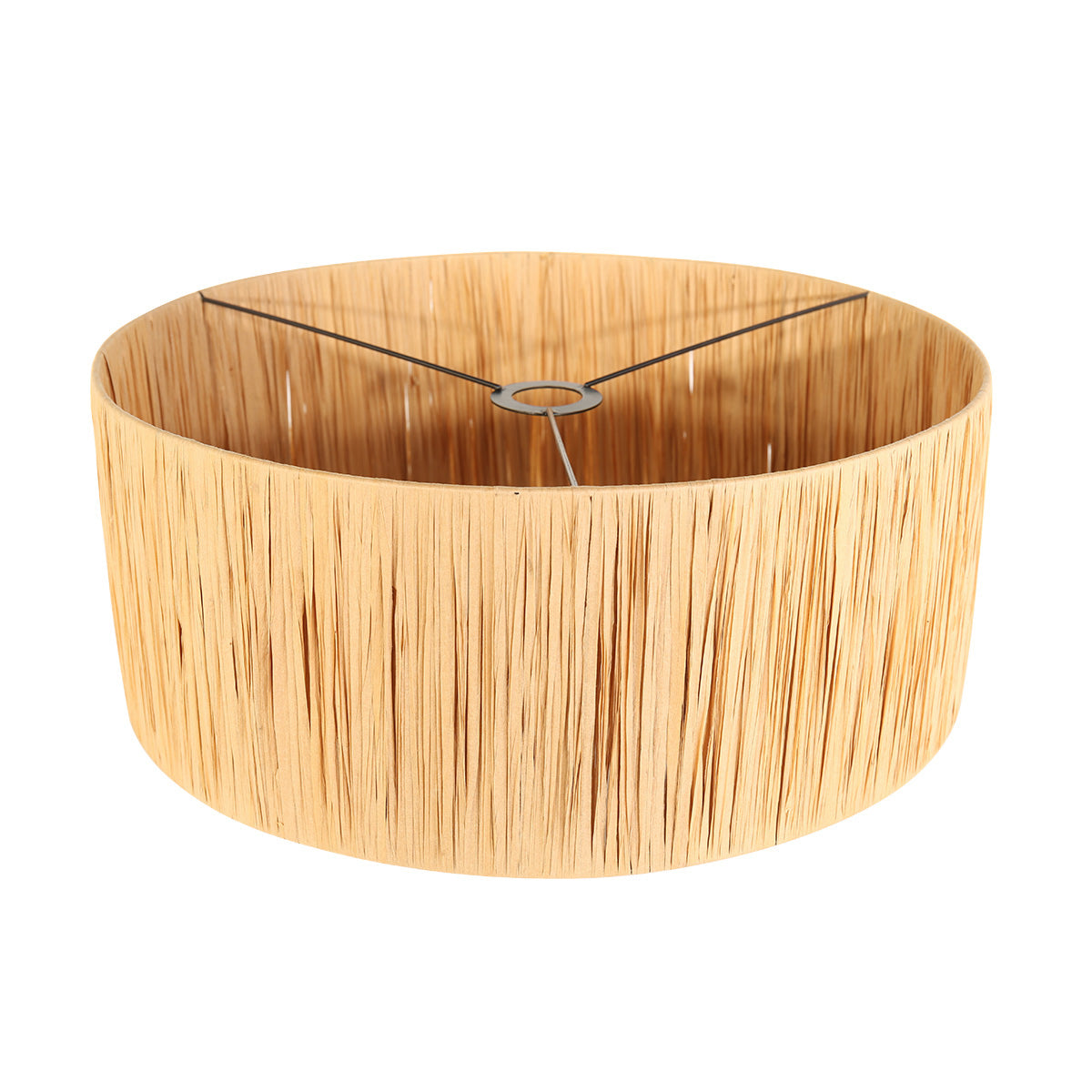 Lampadaire arc en métal noir abat-jour fibres naturelles – H210 cm