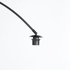 Lampadaire arc métal noir abat-jour lin blanc cylindrique – H210 cm