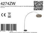 Lampe sur pied noire avec abat-jour en bambou tressé et bras arqué – H193 cm