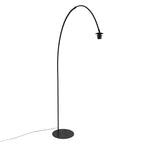 Lampadaire arqué en métal noir abat-jour rotin naturel – H193 cm