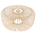 Lampadaire arqué en métal noir abat-jour rotin naturel – H193 cm