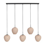 Suspension noire avec 5 abat-jours crème en ligne – 110x25 cm