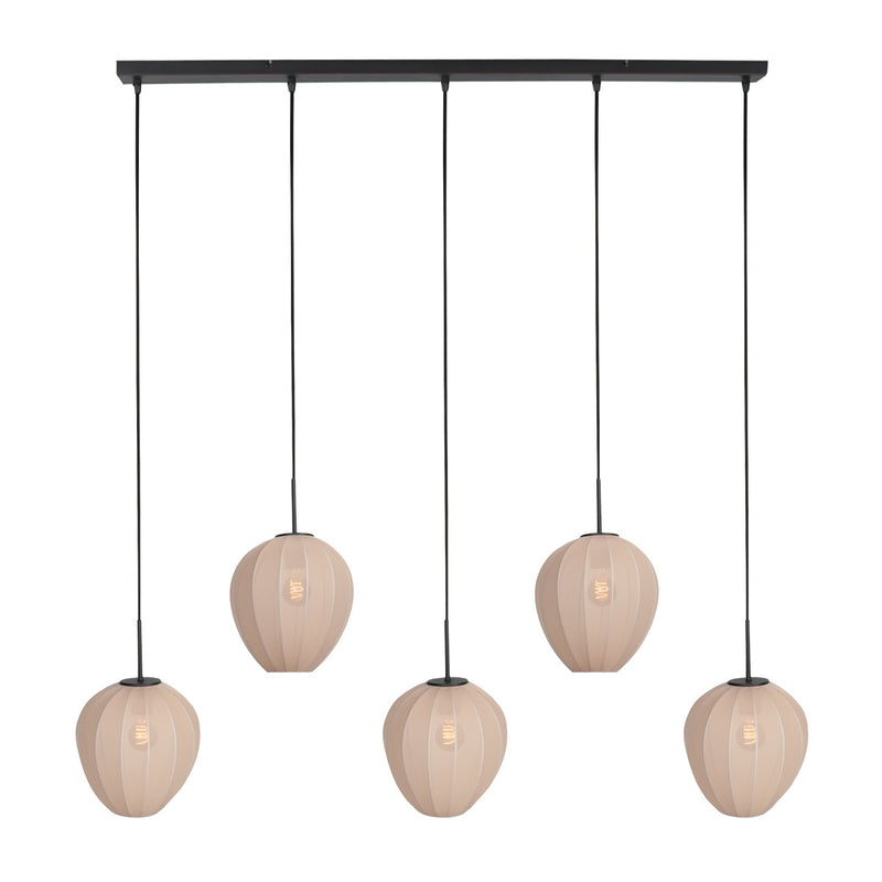 Suspension noire avec 5 abat-jours crème en ligne – 110x25 cm