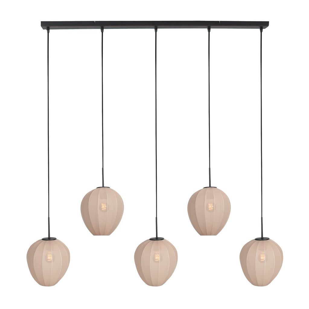 Suspension noire avec 5 abat-jours crème en ligne – 110x25 cm