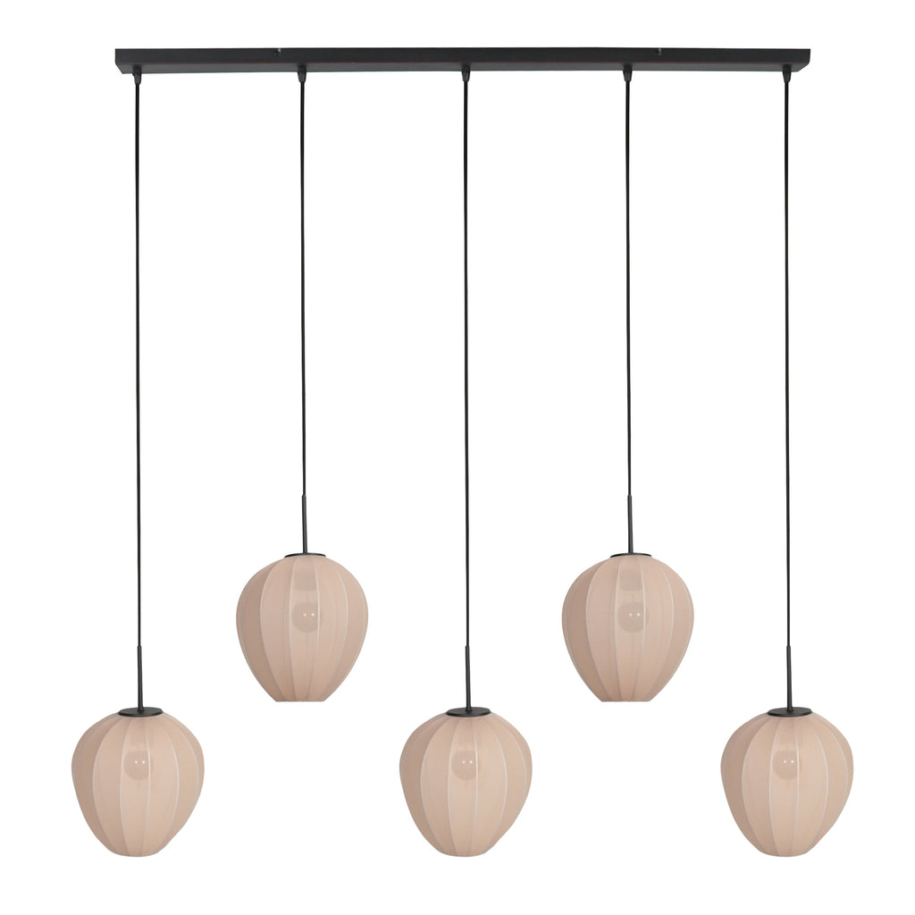 Suspension noire avec 5 abat-jours crème en ligne – 110x25 cm