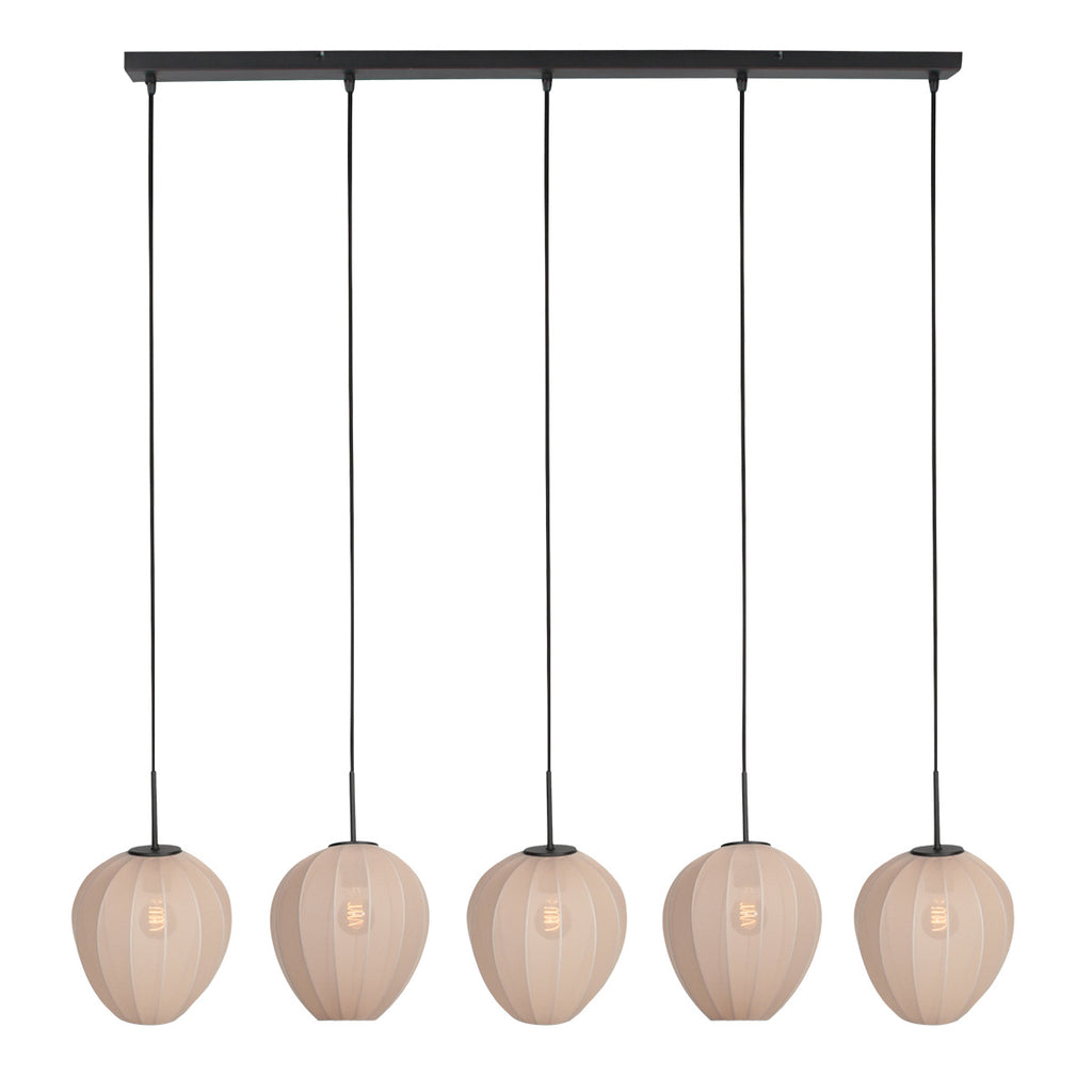 Suspension noire avec 5 abat-jours crème en ligne – 110x25 cm