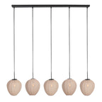 Suspension noire avec 5 abat-jours crème en ligne – 110x25 cm