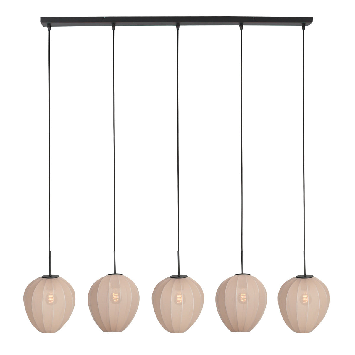 Suspension noire avec 5 abat-jours crème en ligne – 110x25 cm