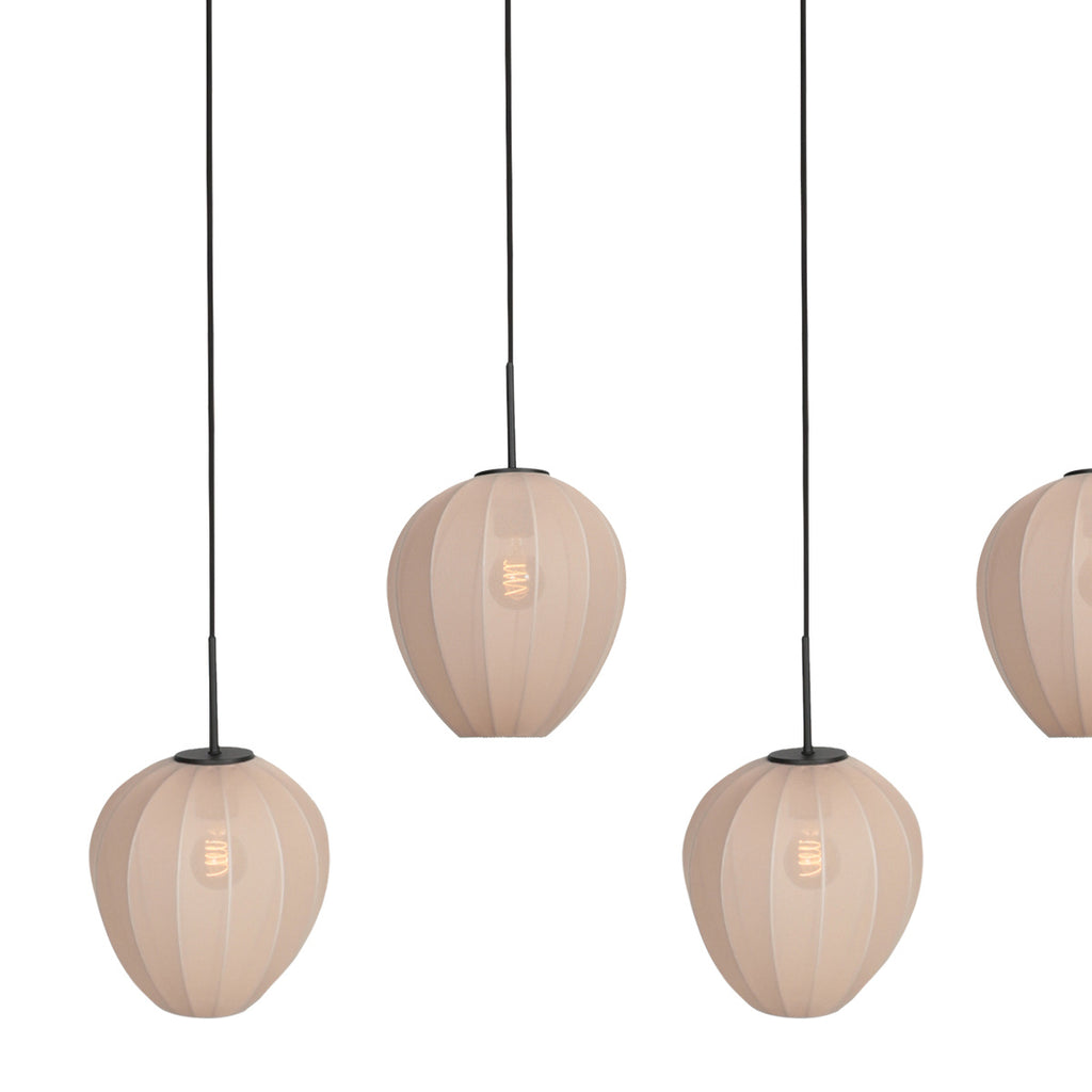 Suspension noire avec 5 abat-jours crème en ligne – 110x25 cm