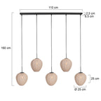 Suspension noire avec 5 abat-jours crème en ligne – 110x25 cm