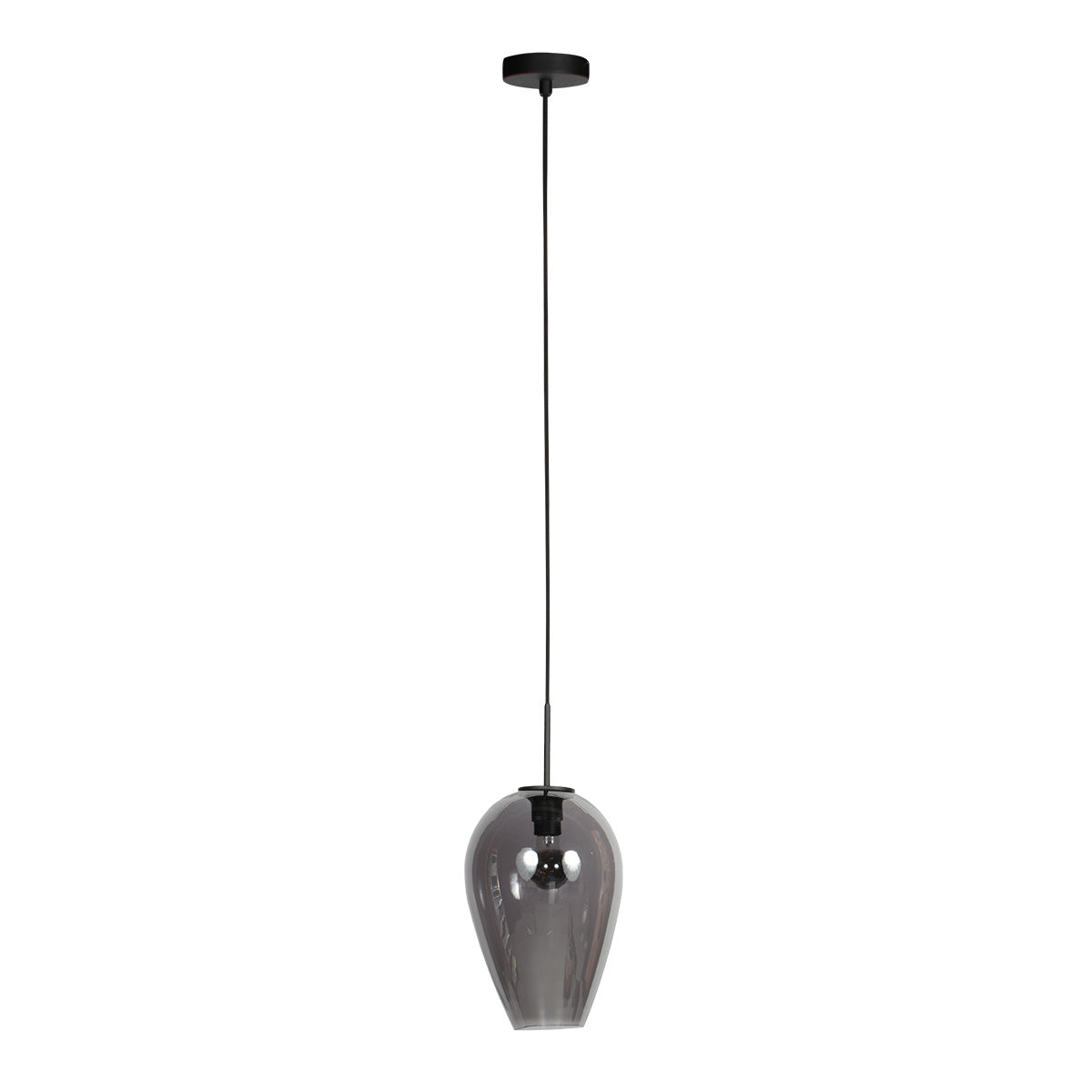Suspension en verre fumé noir forme goutte pour cuisine ou salle à manger – Ø22,5 cm