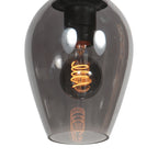 Suspension verre fumé goutte noire pour cuisine ou salle à manger – Ø15 cm
